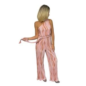 She + Sky Pink and Orange Striped Jumpsuit
